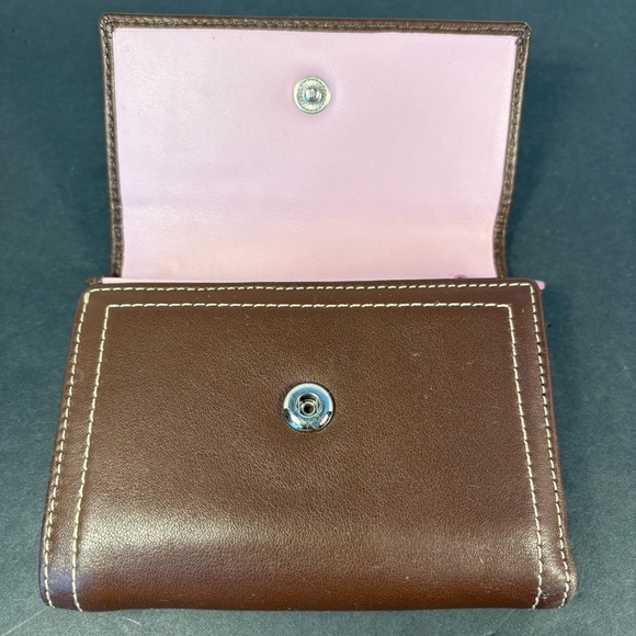 Coach Leather Mahogany Wallet w/ Pink Accents - Picture 3 of 15